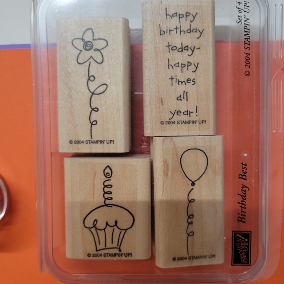 Stampin Up Birthday Best & Teeny Tinies Wooden Block Rubber Stamp Set - Picture 2 of 8